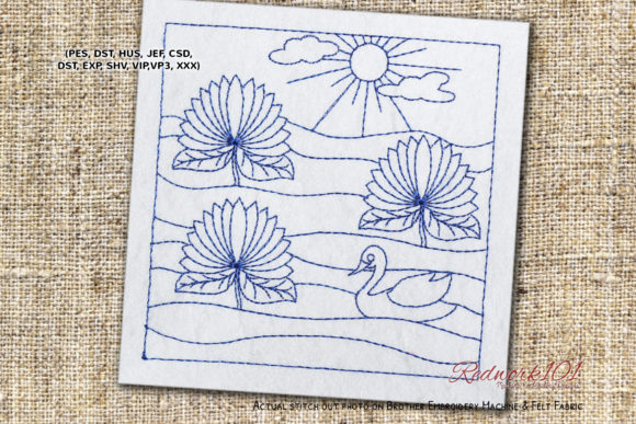 Beautiful Lake with Lotus Flowers: A Spring Embroidery Review