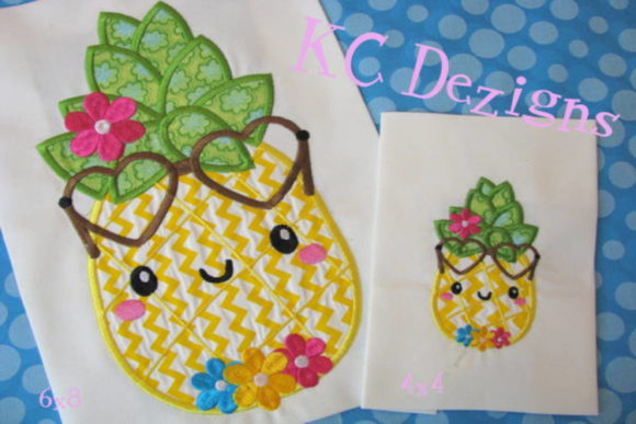 Cute Pineapple with Flowers for Embroidery