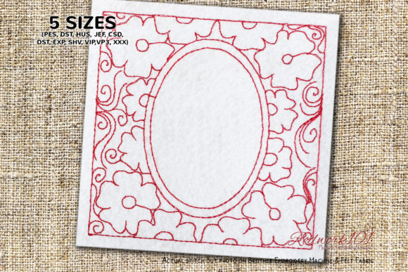 Frame Made by Flower Redwork: A Versatile Embroidery Design
