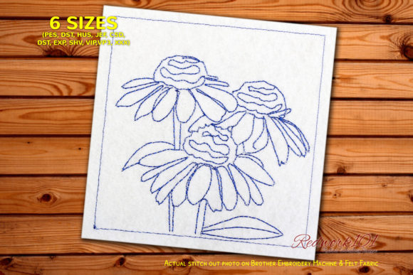 Fresh Coneflower Lineart Design for Apparel