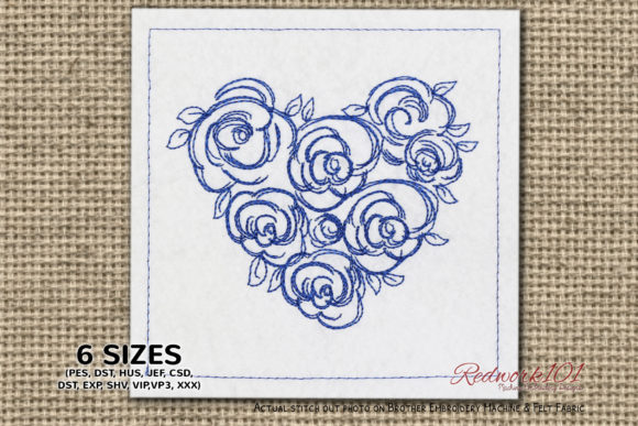 Heart Made from Roses: A Charming Embroidery Design