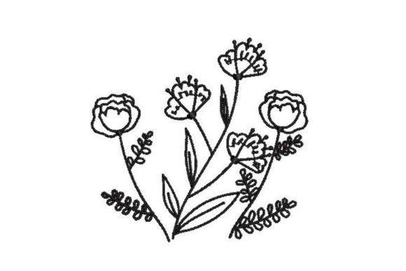 Line Art Flowers: A Fresh Embroidery Design