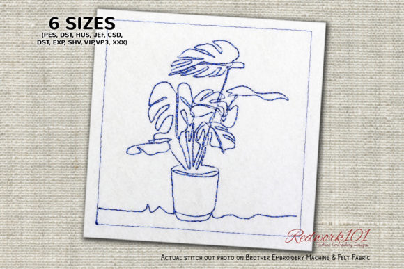 Potted Monstera Plant Redwork: A Seasonal Delight