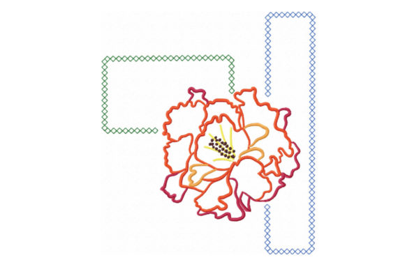 Red Carnation Colorful Flower: A Festive Embroidery Gem