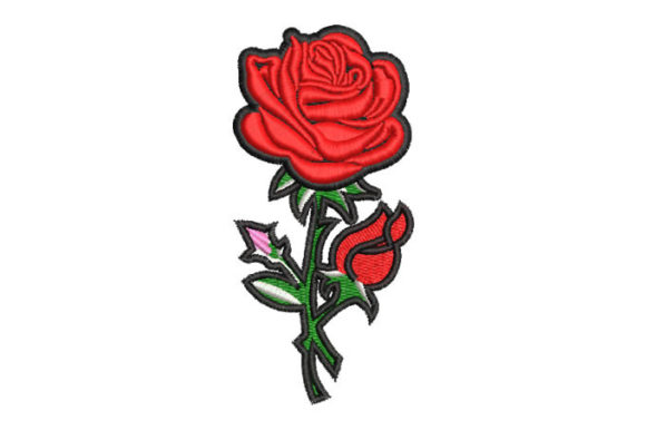 Roses with Black Border: A Charming Embroidery Design